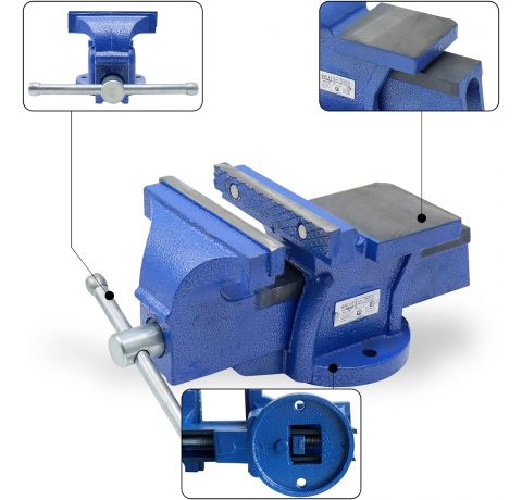 CCLIFE Feststehend Schraubstock 100/125/150 mm für Werkbank Werkbankschraubstock Parallelschraubstock, Modell:125mm