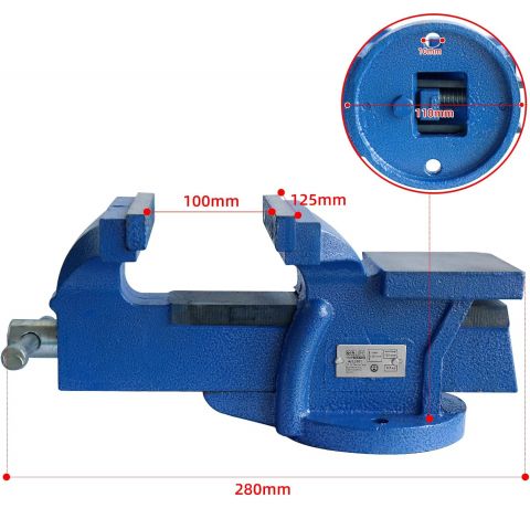 CCLIFE Feststehend Schraubstock 100/125/150 mm für Werkbank Werkbankschraubstock Parallelschraubstock, Modell:125mm