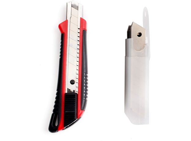 CCLIFE 8 Stück Cuttermesser 18mm, Teppichmesser mit Sicherheitslock inkl. 40 Ersatzklingen