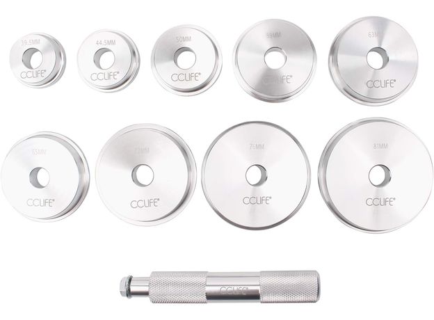 CCLIFE 10tlg Alu Druckstücksatz Druckstücke für Werkstattpresse Lager Buchsen Simmerring Eintreiber Treibsatz