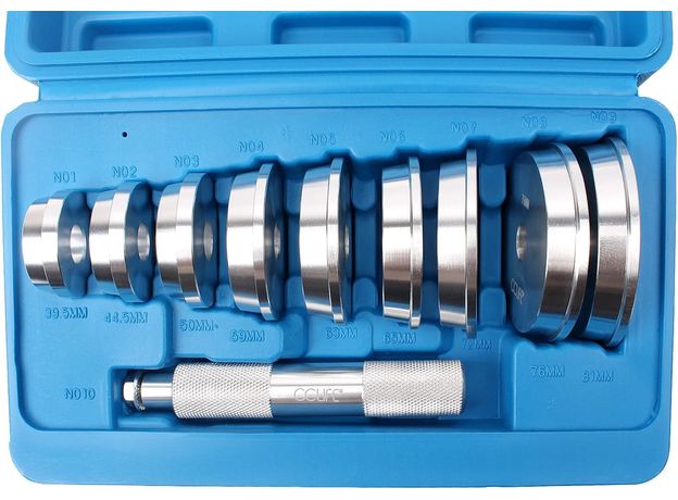 CCLIFE 10tlg Alu Druckstücksatz Druckstücke für Werkstattpresse Lager Buchsen Simmerring Eintreiber Treibsatz