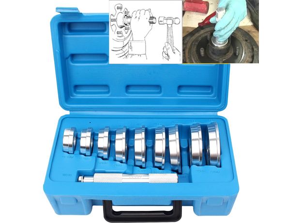 CCLIFE 10tlg Alu Druckstücksatz Druckstücke für Werkstattpresse Lager Buchsen Simmerring Eintreiber Treibsatz